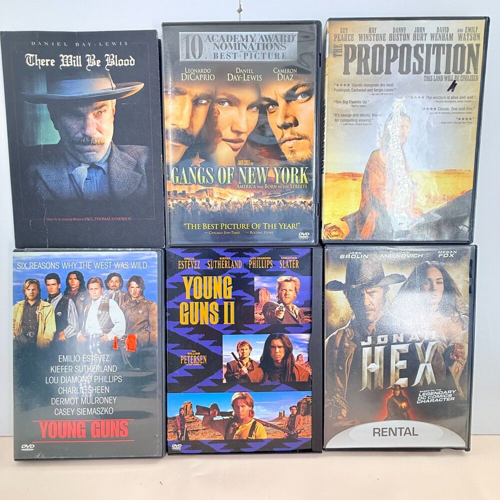 Western Movie DVD Lot of 6 Young Guns There Will Be Blood Gangs of New York